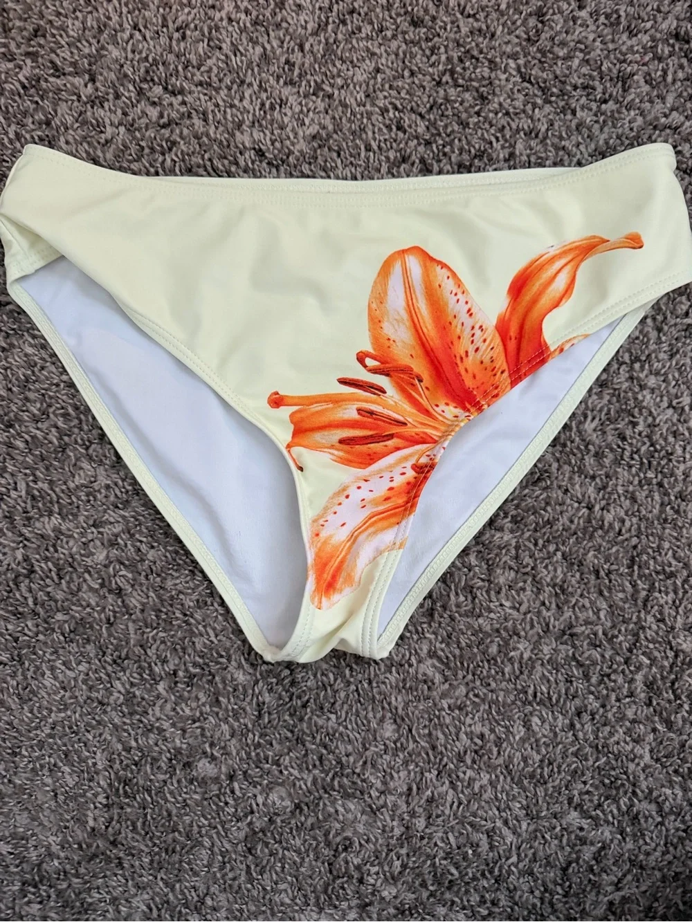 Floral Lemon Yellow Bikini Set with Orange Lily Print